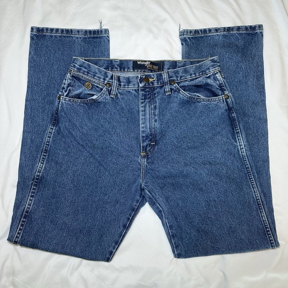 Wrangler Jeans Mens 33x34 Blue George Strait Cowboy Cut Western Rancher - Picture 3 of 11